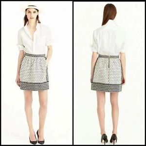 J.Crew Geometric Print Paneled A-Line Preppy Academia Coquette Mini Skirt Size 4